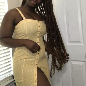 Yellow and white striped dress